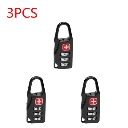 3pcs Outdoor Backpack Handbag Zipper Lock Anti Theft Portable Mini Combination Code Number Lock for Travel Backpack Accessories
