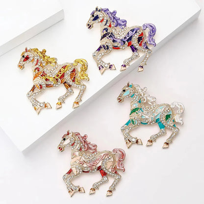 Jardme Exquisite Horse Brooches for Women Luxury Rhinestone Zodiac Animal Pins New Year Party Gifts 2026