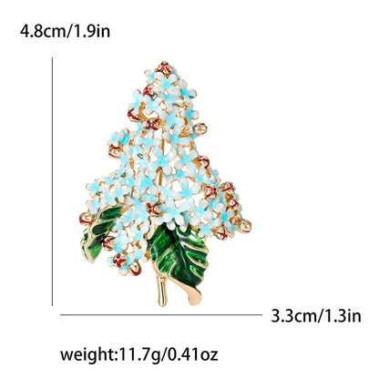 Enamel Hydrangea Brooches for Women Unisex Trendy Rhinestone Flower Pins Banquet Party Backpack Gifts Jewelry Accessories