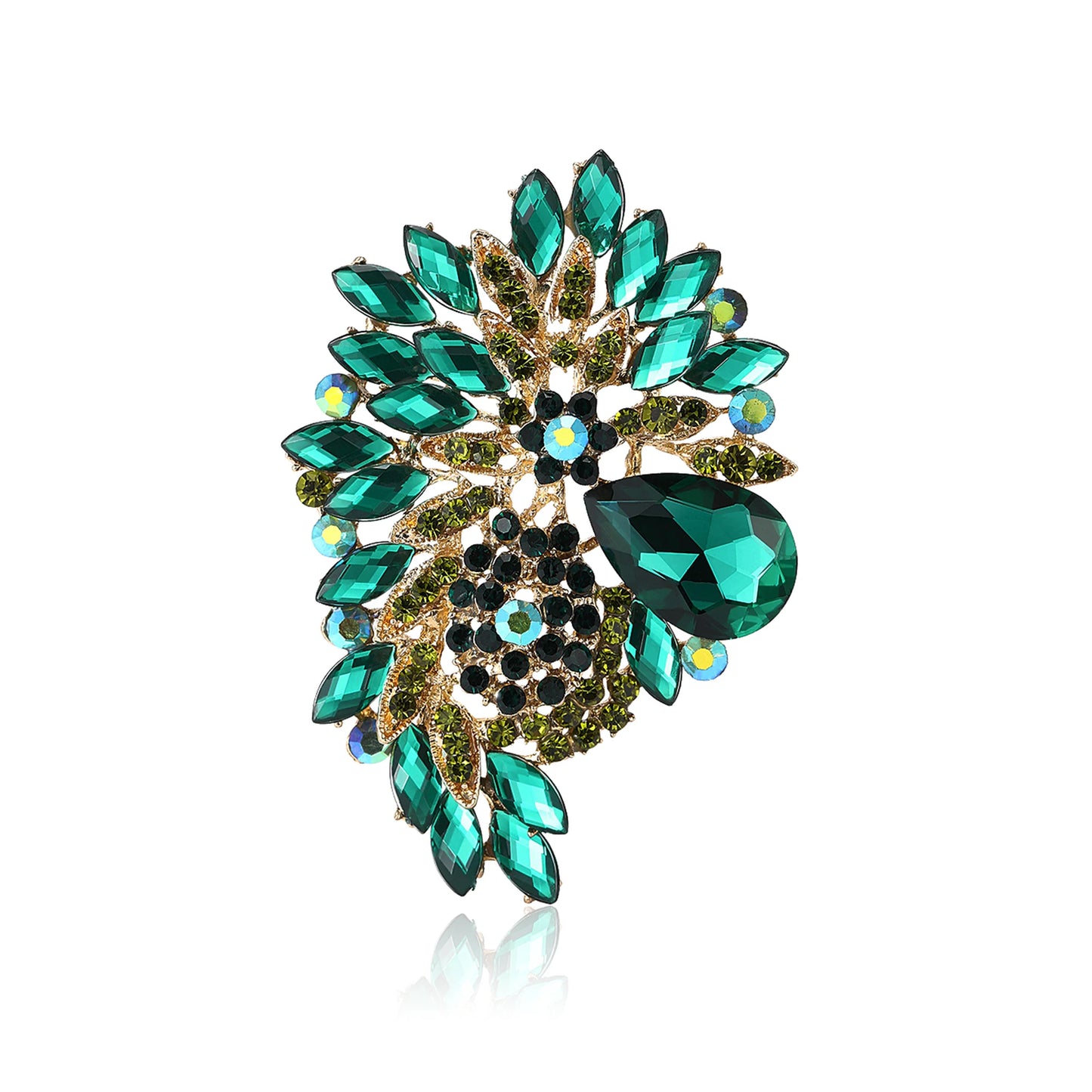Beaut&Berry Luxury Large Crystal Glass Brooches for Women Rhinestone Pins Friends Party Gifts Banquet Jewellery Accessories