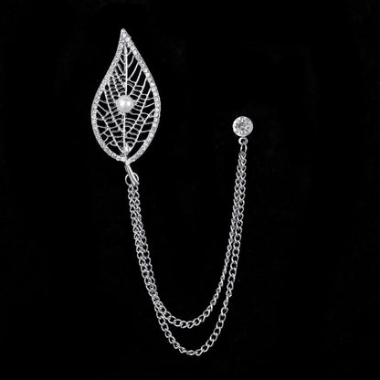 Retro Fashion Crystal Glasses Brooch Tassel Chain Snake Eagle Animal Lapel Pin Men Suit Shirt Collar Badge Jewelry Accessories