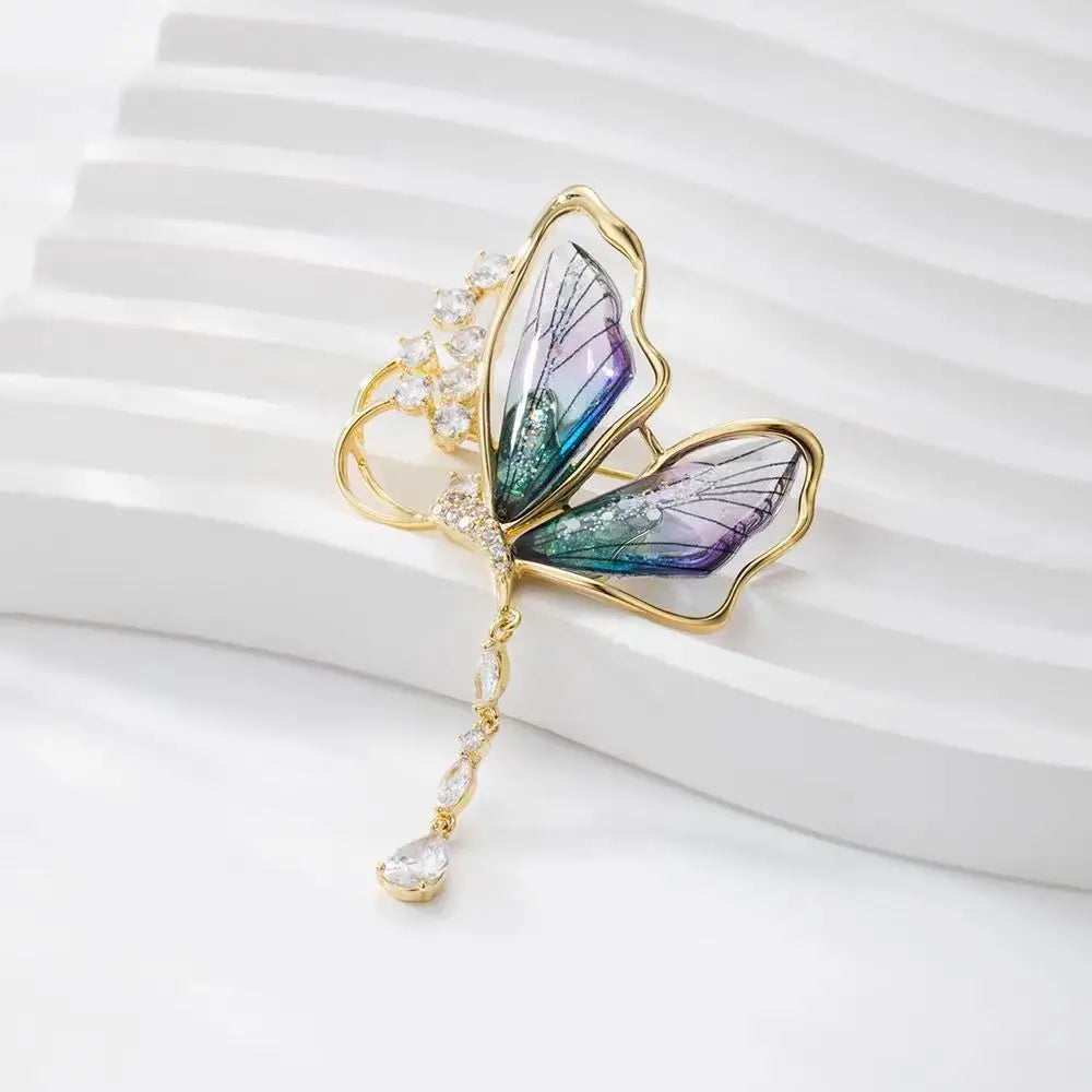 Multicolour Trendy Acrylic Brooches Faery Elf Butterfly Dragonfly For Women Fashion Insect Jewelry For Birthday Party Daily