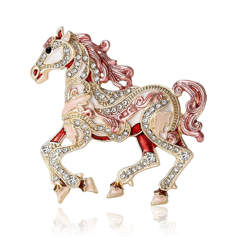 Jardme Exquisite Horse Brooches for Women Luxury Rhinestone Zodiac Animal Pins New Year Party Gifts 2026
