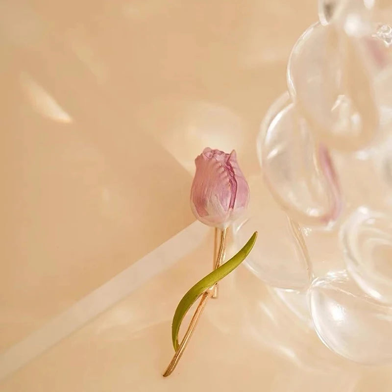 Wedding Tulip Corsage Pink Flower Brooches Flower Lapel Pins Wedding Jewelry For Women And Men Party Suit Pin
