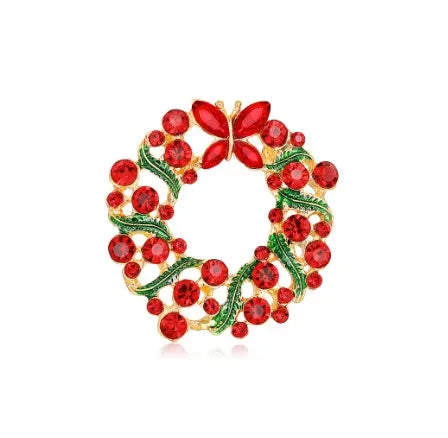 Green Rhinestone Christmas Tree Brooches Pins For Women Man Unisex Crystal Jewelry Gifts Clothes Accessories