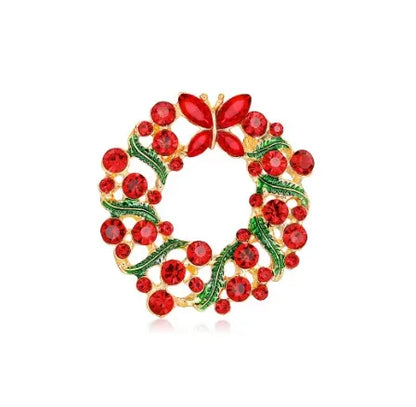 Green Rhinestone Christmas Tree Brooches Pins For Women Man Unisex Crystal Jewelry Gifts Clothes Accessories