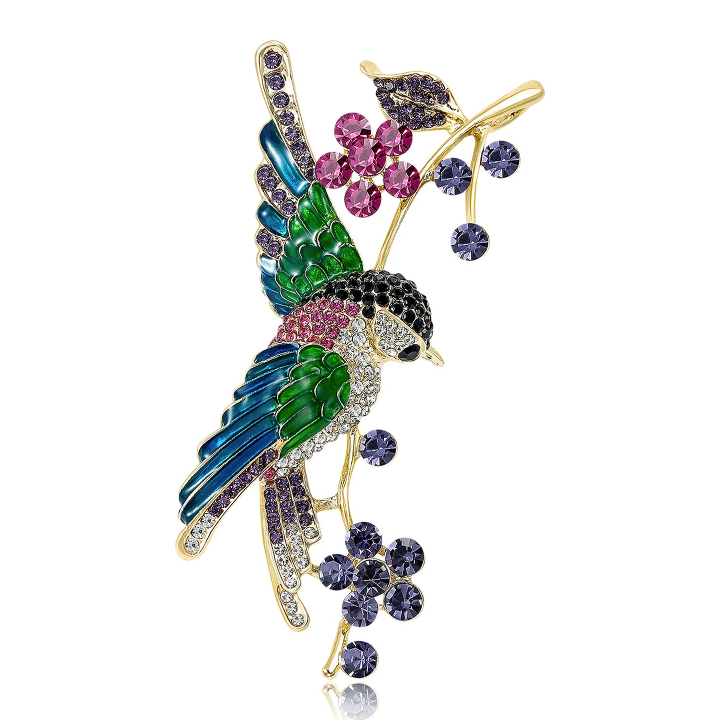 Beaut&Berry Trendy Rhinestone Bird Brooches for Women Unisex Animal Pins Casual Party Jewelry Accessories Gifts Decoration