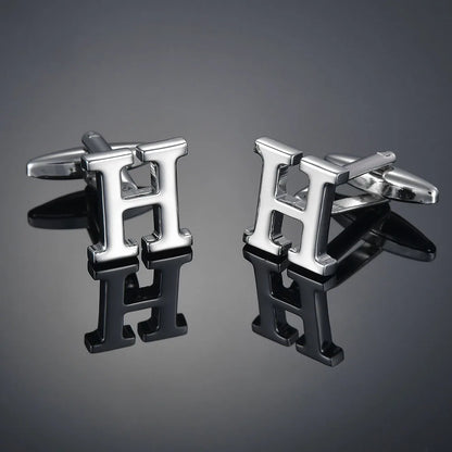 Simple Silver Color 26 Letter Cufflinks for men A to Z Alphabet Initial Cuff Links Business Suit Shirt Button Wedding Jewelry