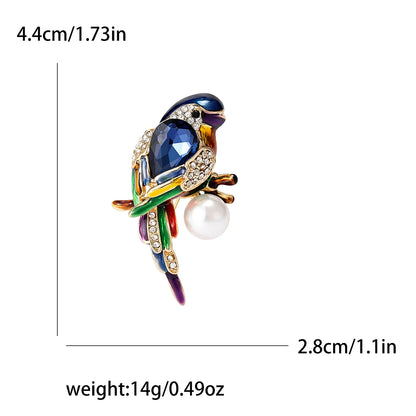 Popular Rhinestone Birds Brooches for Women Unisex Cute Enamel  Animal Pins Banquet Party Backpack Gifts Jewelry Accessories