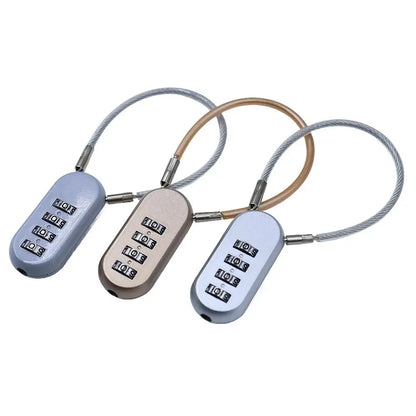 Zinc alloy 4 Digit Password Lock Wire Rope Anti-theft Backpack Zipper Lock Padlock Dormitory Cabinet Lock for Home&Travel