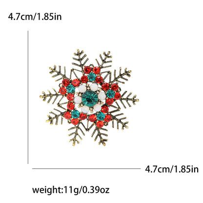 Christmas Rhinestone Snowflake Brooches for Women Unisex Pearl Flower Pins Office Party Friend Gifts Jewelry Accessories