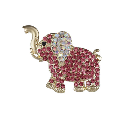 Cute Pink Elephant Brooch Pin for Women Girls Retro Rhinestone Crystal Animal Lapel Pin Sparkling Dress Suit Jewelry Gift