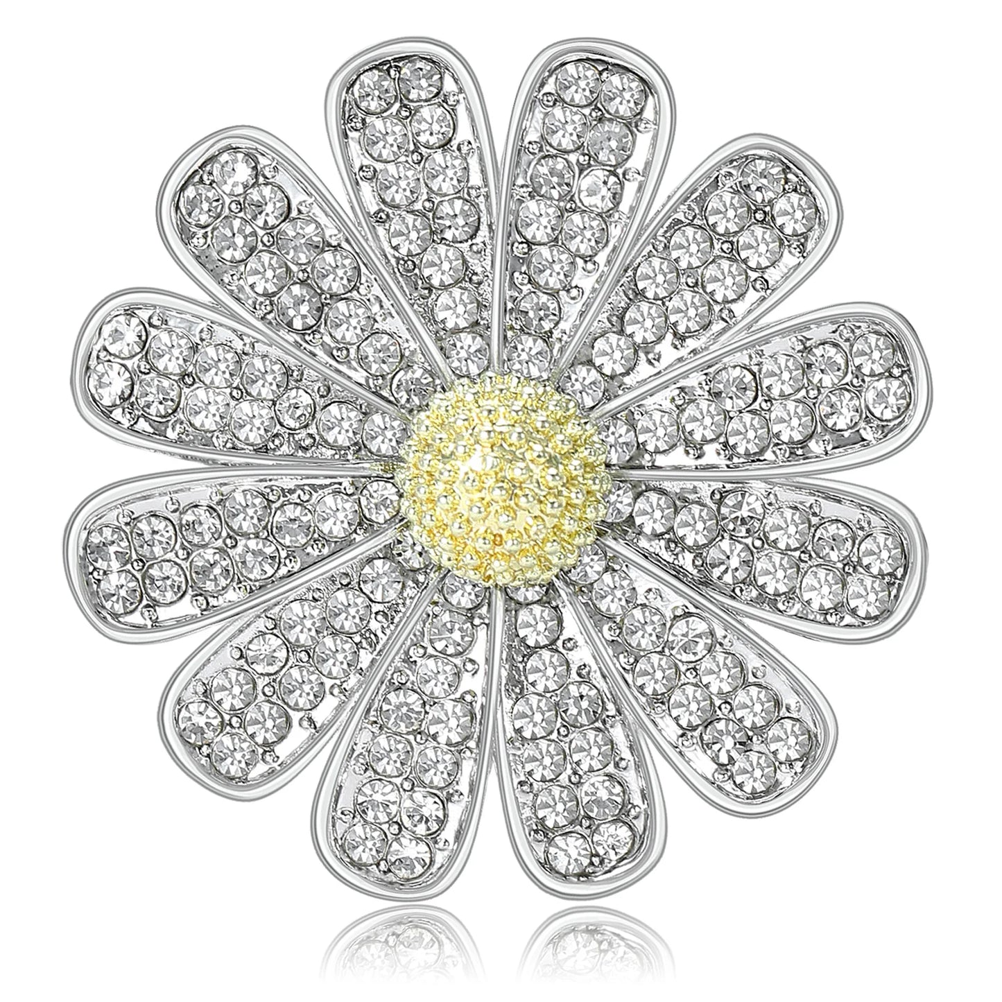 Beaut&Berry Luxury Rhinestone Chrysanthemum Brooches for Women Unisex Plant Pins Casual Party Jewelry Accessories Gifts