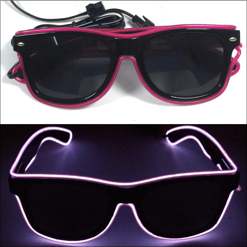 Light Up Led Glasses Neon Party Luminous Glasses EL Wire Glowing Sunglasses Novelty Gift for Adult Glow Bright Light Supplies