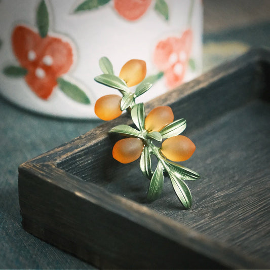 Fresh Elegant Beautiful Fruit Orange Design Men Women Brooch Pin，Jewelry Accessories, Wedding Holiday Party Couple Surprise Gift