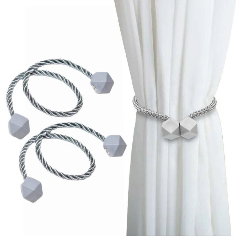 2/4pcs Curtain Tiebacks with Strong Magnet Thick Rope Design Bedroom Living Room Kitchen Durable for Office, Home Decoration