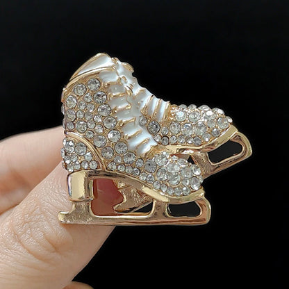 Beaut&Berry Luxury Rhinestone Skating Ice Skates Brooches for Women Unisex Novelty Pins Casual Party Jewelry Accessories Gifts