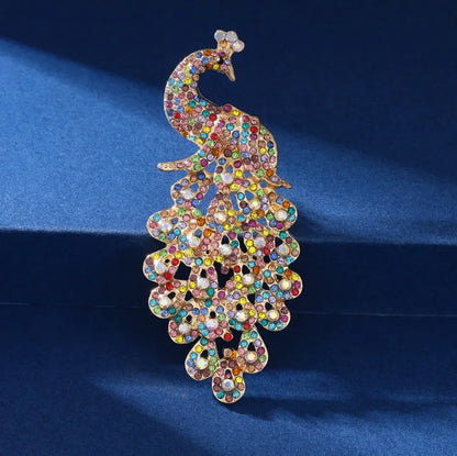 Exquisite Colorful Peacock Rhinestone Brooch Animal Lapel Pin Suit Coat Dress Fashion Jewelry Accessories Gifts