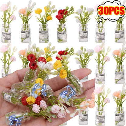 1/30Pcs Cute Mini Fridge Magnet Mini Small Vase frigerator Home 3D Vase Artificial Flower Magnet Kitchen Decoration Accessories