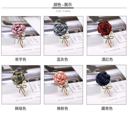 Luxury woman brooches Rose brooch fabric flower corsage shawl button sweater coat temperament pin accessories