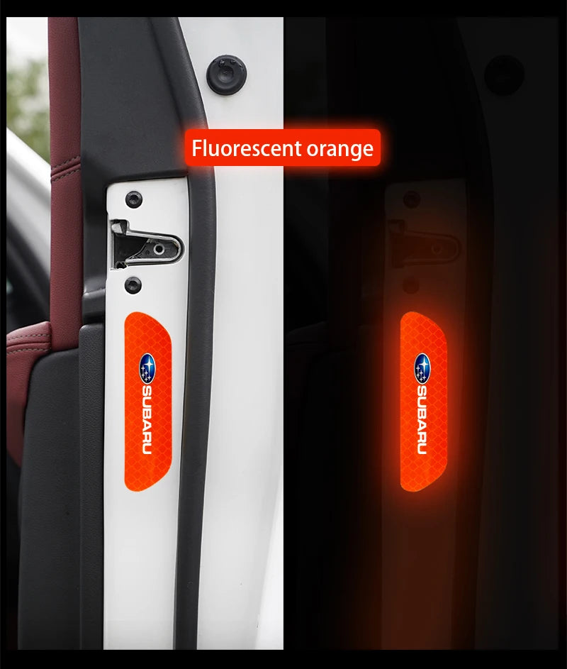 4PCS Car Stickers Door Opening Reflective Warning Sticker For Subaru STI Forester Impreza Legacy Outback XV BRZ WRX Tribeca