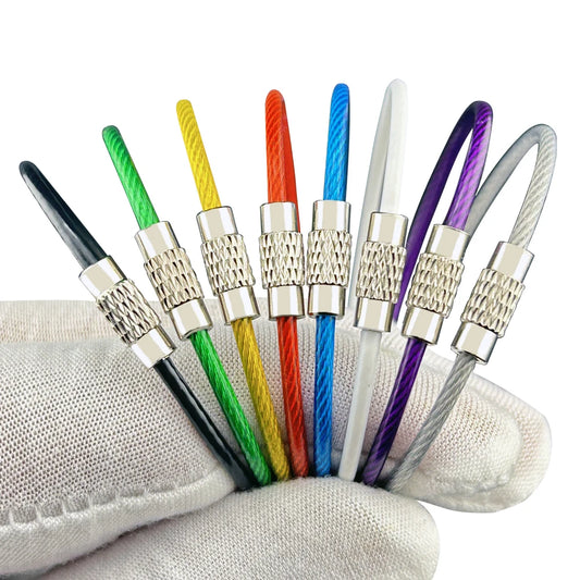 5PCS 2mm PVC Coating Wire Keychain 15cm Cable Loop Assorted Colored Keychain DIY Keyring Luggage Tags Rope Tool Accessories