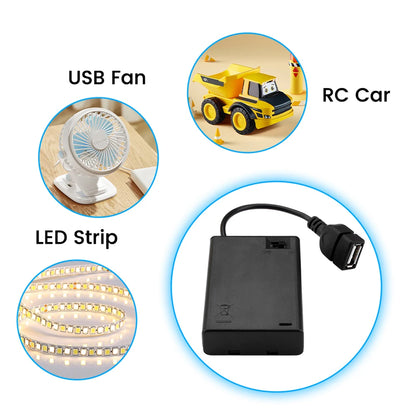 Box Type Battery Mini Portable Mini 3 4 x AA Battery Holder Storage Box Case USB Power Suppl ...