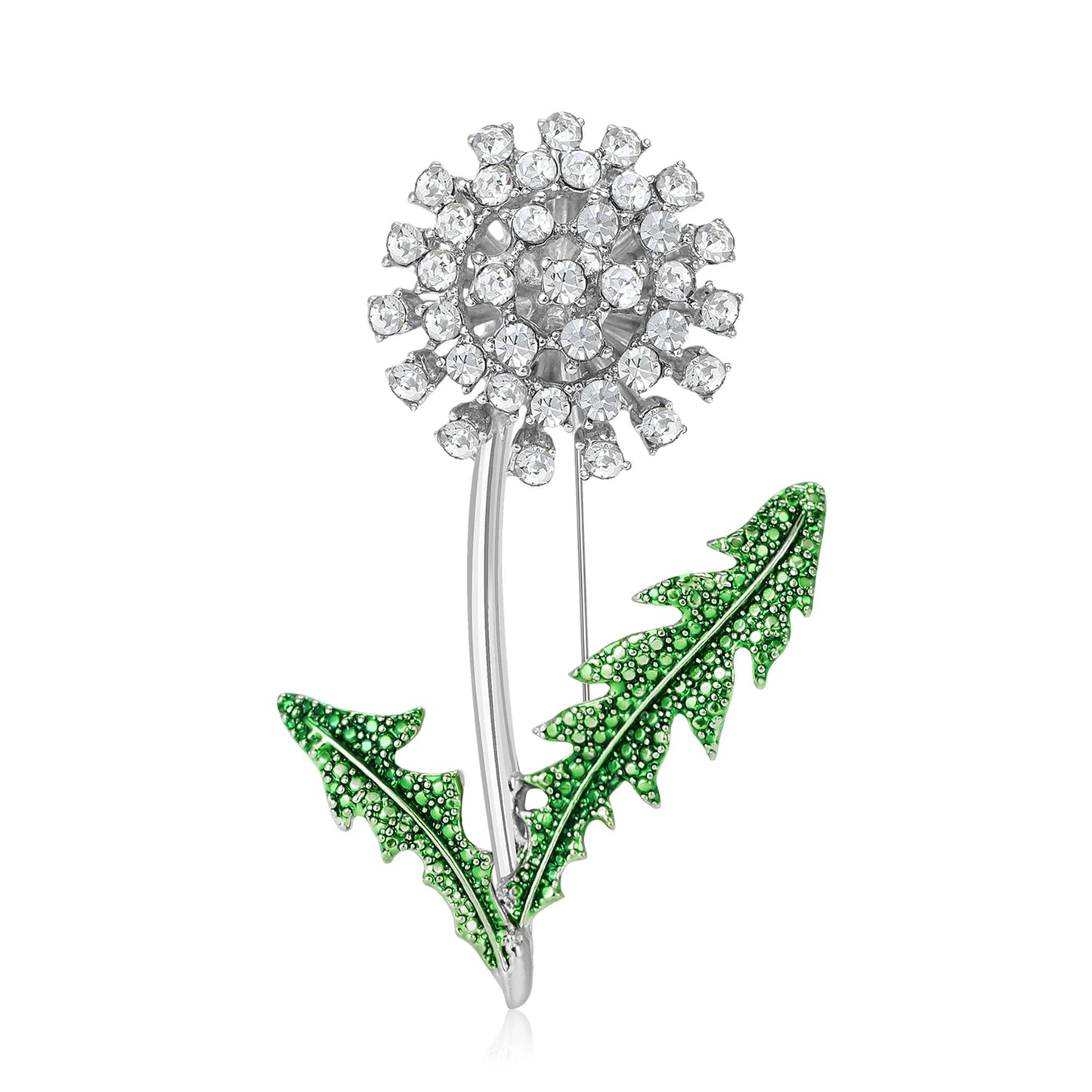 Beaut&Berry Luxury Rhinestone Dandelion Brooches for Women Unisex Plant Pins Friend Banquet Accessories Party Gifts