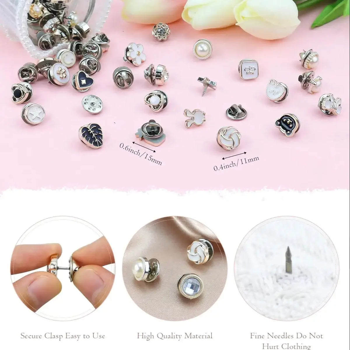 Classic Mixed Pearl Flower Brooch Set for Clothing Decoration Silk Scarf Brooch Women's Blouse Mini Size Safe Metal Pins