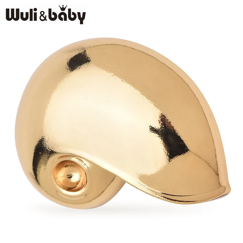 Wuli&baby Alloy Shell Shape Brooches For Women Unisex 2-color Simple Easy-match Office Casual Brooch Pins Gifts