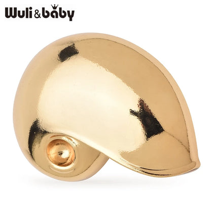 Wuli&baby Alloy Shell Shape Brooches For Women Unisex 2-color Simple Easy-match Office Casual Brooch Pins Gifts