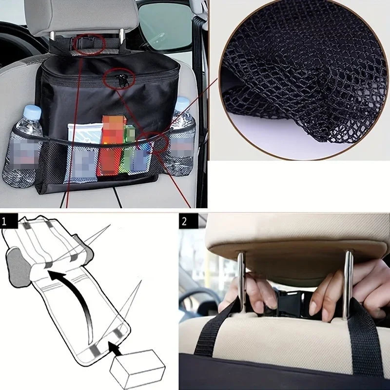 1pcs Car backrest storage bag, car rear seat insulation ice pack hanging bag, Oxford cloth multifunctional storage bag