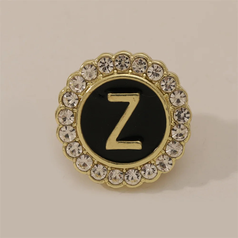 26 English Initials A-Z Brooches Classic Full Around Crystal Golden Alphabet Pins For Women Men Girls Clothes Bag Jewelry Gift