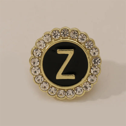26 English Initials A-Z Brooches Classic Full Around Crystal Golden Alphabet Pins For Women Men Girls Clothes Bag Jewelry Gift