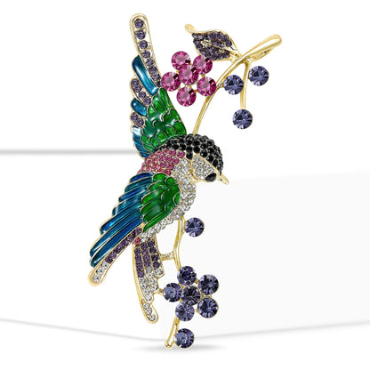Beaut&Berry Trendy Rhinestone Bird Brooches for Women Unisex Animal Pins Casual Party Jewelry Accessories Gifts Decoration