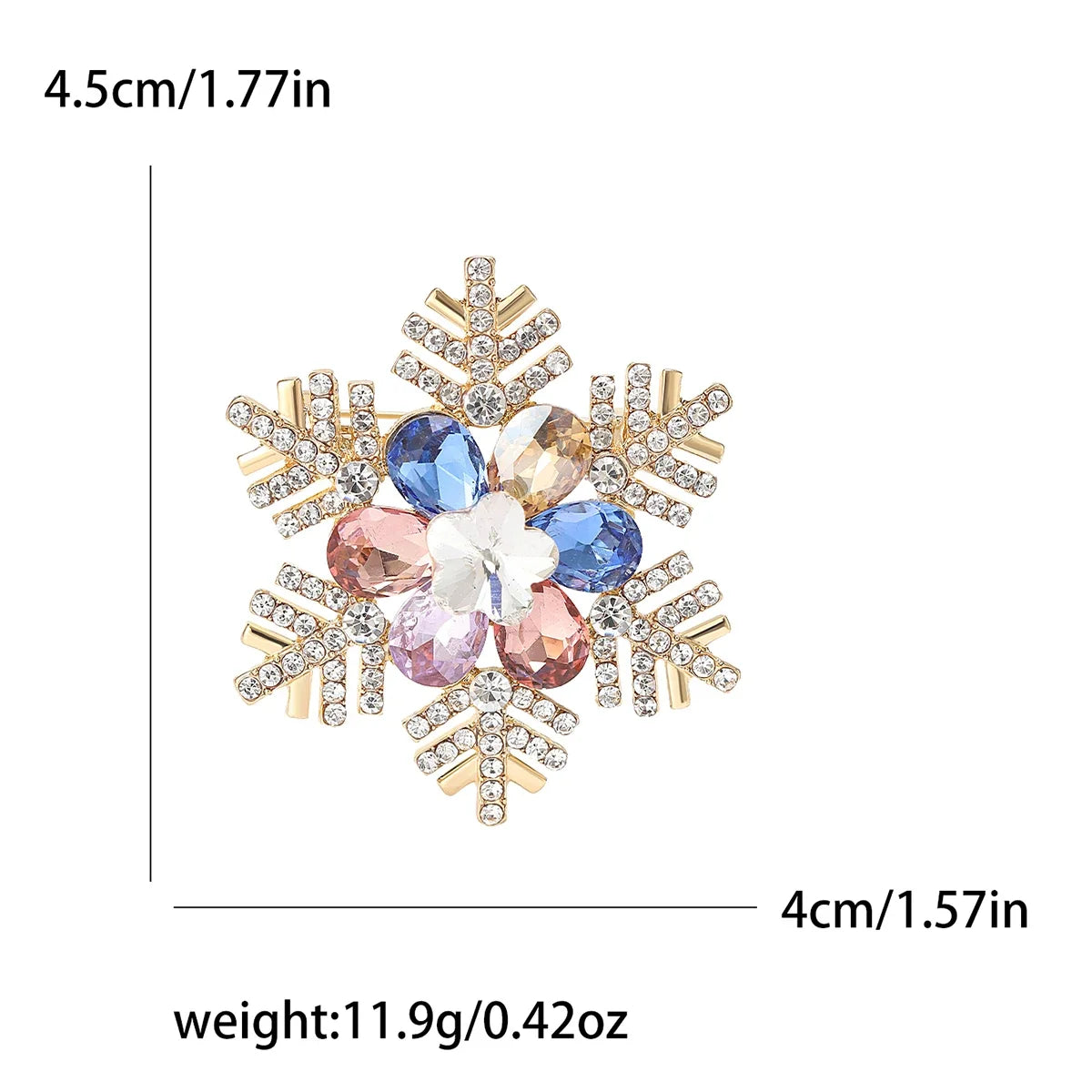 Christmas Rhinestone Snowflake Brooch for Women Unisex Pearl Ice Crystal Pin Event Party Backpack Decoration Clothes Accessories