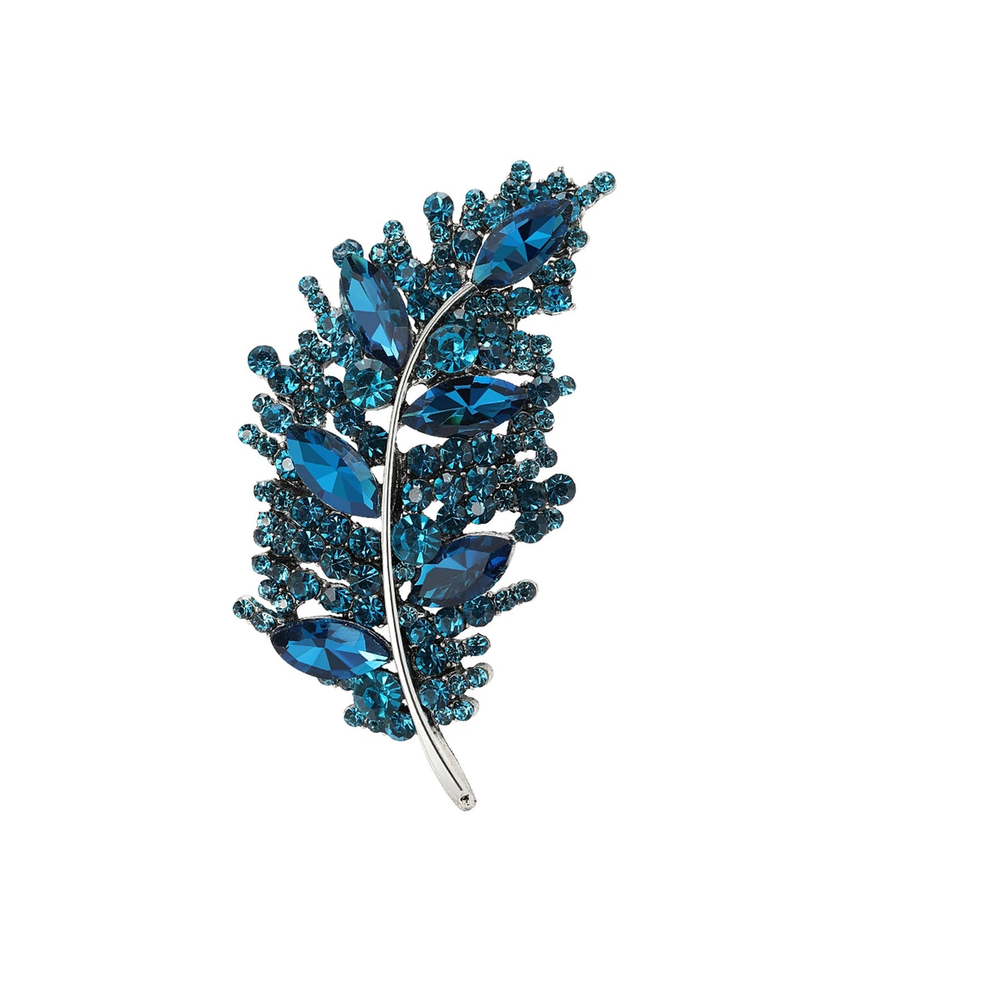 Women Girls Feather Rhinestone Brooches Jewelry Clothing Suit Pins Accessories