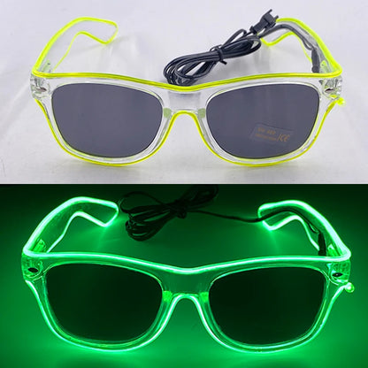 Light Up Led Glasses Neon Party Luminous Glasses EL Wire Glowing Sunglasses Novelty Gift for Adult Glow Bright Light Supplies