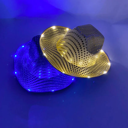 LED Glowing Cowgirl boy Hat Neon Luminous Bride Hat For Holiday Light Up Supplies Fluorescent Party Props Bachelorette Party Hat