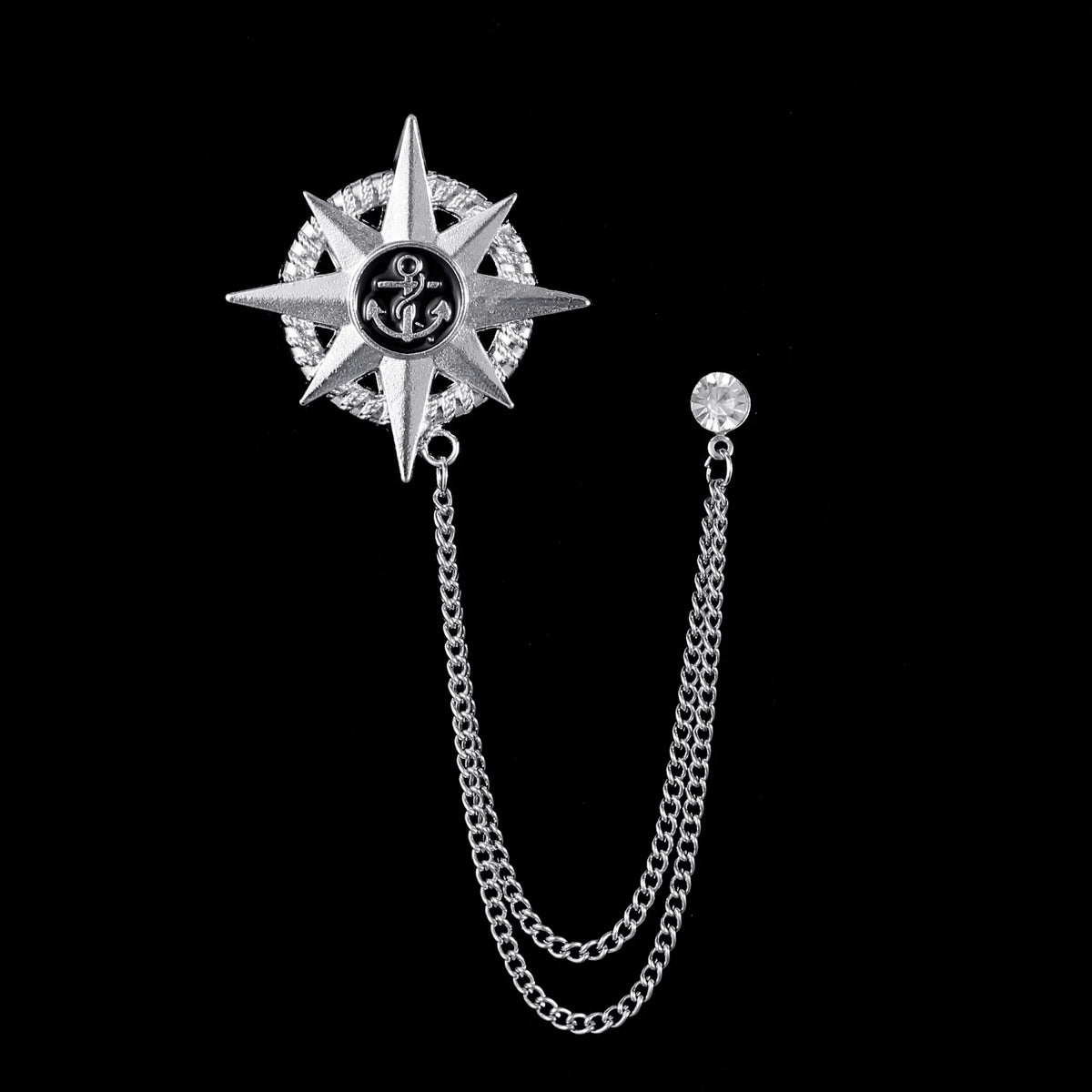 Retro Fashion Crystal Glasses Brooch Tassel Chain Snake Eagle Animal Lapel Pin Men Suit Shirt Collar Badge Jewelry Accessories