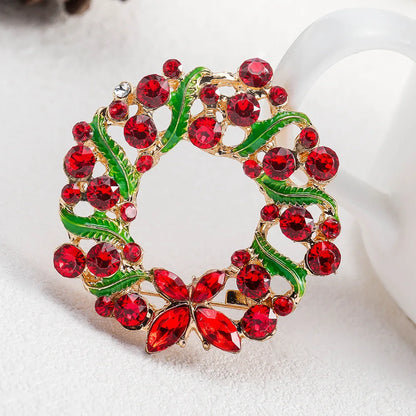 Green Rhinestone Christmas Tree Brooches Pins For Women Man Unisex Crystal Jewelry Gifts Clothes Accessories