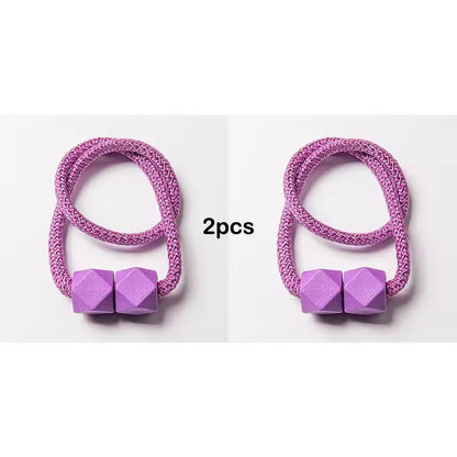 2pcs Curtain Tiebacks with Strong Magnet Thick Rope Design Bedroom Living Room Kitchen Durable Plastic Home Decor Accessory