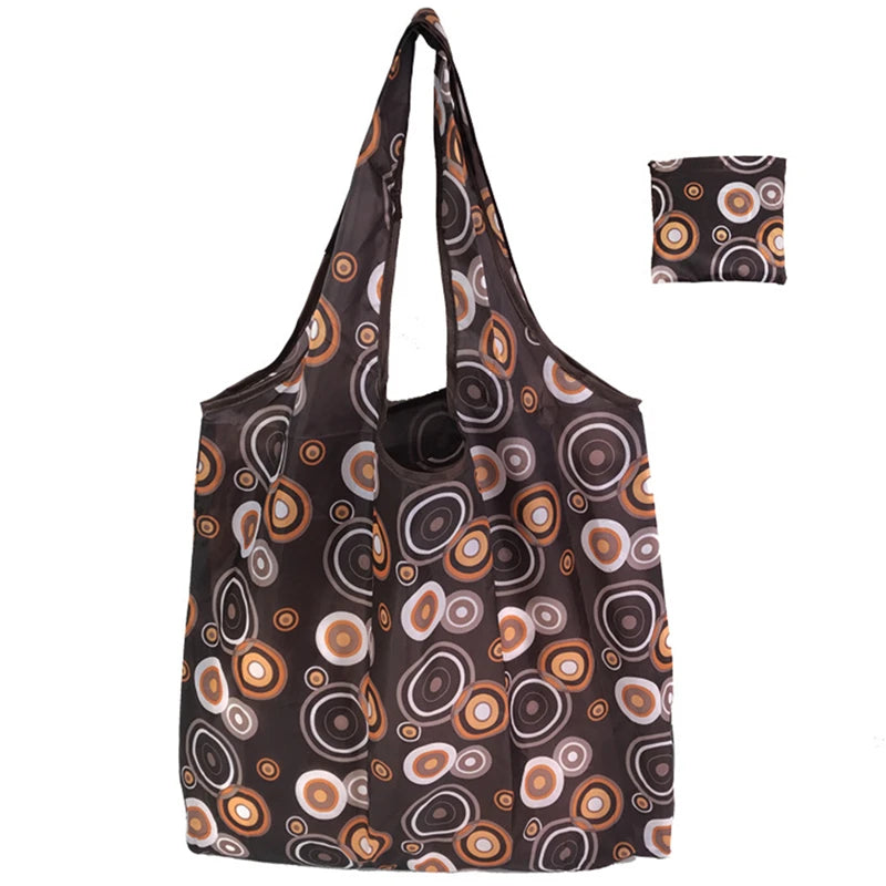 Shopping Bags Fashion Portable Various Prints and Large Capacity Convenient Nylon Easy to Fold Package Travel Essential