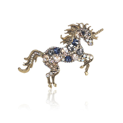 Beaut&Berry Classic Rhinestone Horse Brooches for Women Animal Pin Necklace Luxury  New Year Gifts Friends Zodiac Animal Jewelry
