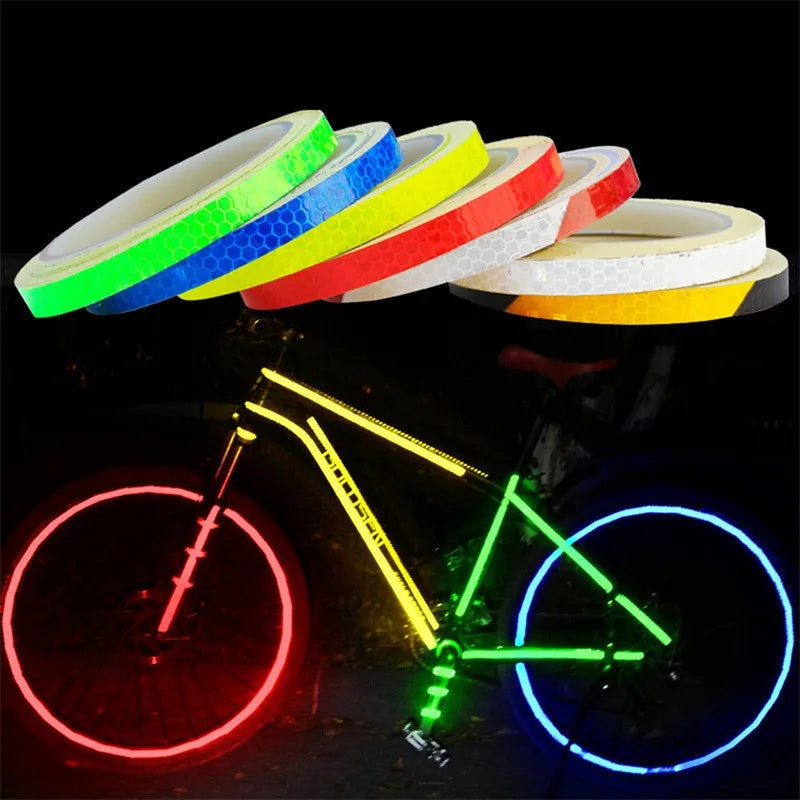 1pc 8m Bike Stickers Reflective Tape Fluorescent DIY Bike Bicycle Strips Cycling Tapes for Bicycle Helmet Motorcycle Scooter