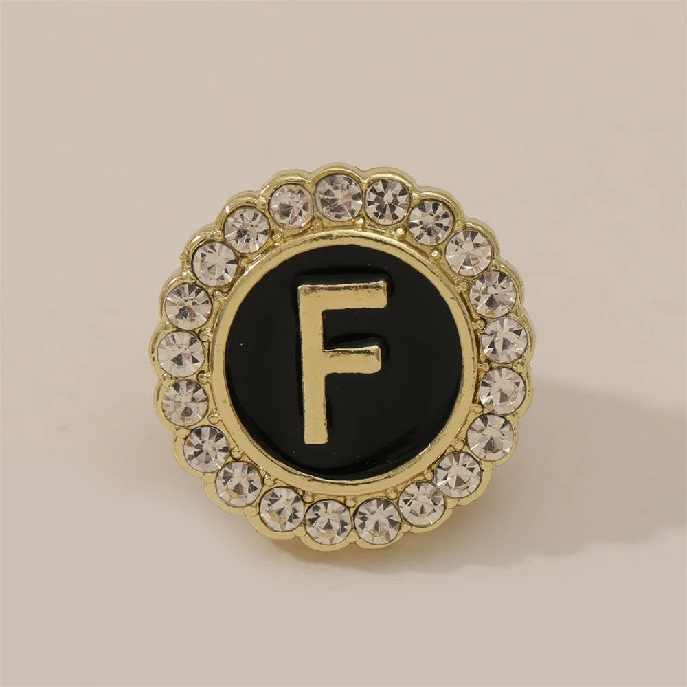 26 English Initials A-Z Brooches Classic Full Around Crystal Golden Alphabet Pins For Women Men Girls Clothes Bag Jewelry Gift