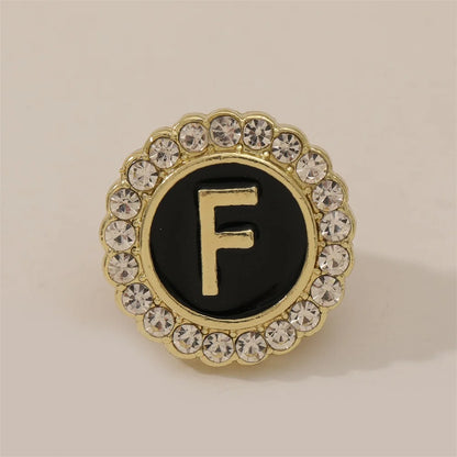 26 English Initials A-Z Brooches Classic Full Around Crystal Golden Alphabet Pins For Women Men Girls Clothes Bag Jewelry Gift