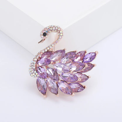 Classic Rhinestones Swans Brooches for Women Unisex Creativity Animals Pins Banquets Party Backpack Gifts Jewelry Accessories