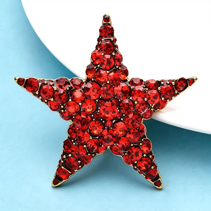 Wuli&baby Big Shining Star Brooches For Women Unisex Pretty 2-color Rhinestone Five-pointed Star Party Office Brooch Pins Gifts