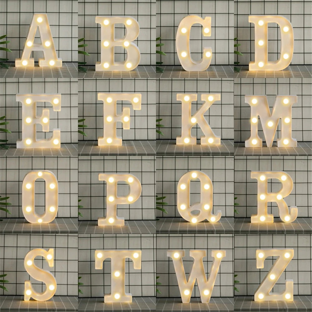 Alphabet LED Night Lights Luminous Number Letter Lamp 16cm Letter Light for Home Wedding Birthday Christmas Party Decoration